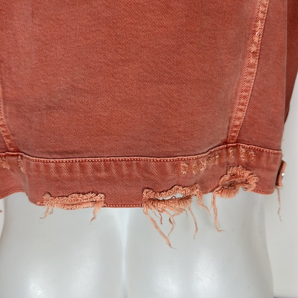 Womens Amo Pop Canyon Rose Snap Button Distressed Denim Jacket Size L - Picture 15 of 15